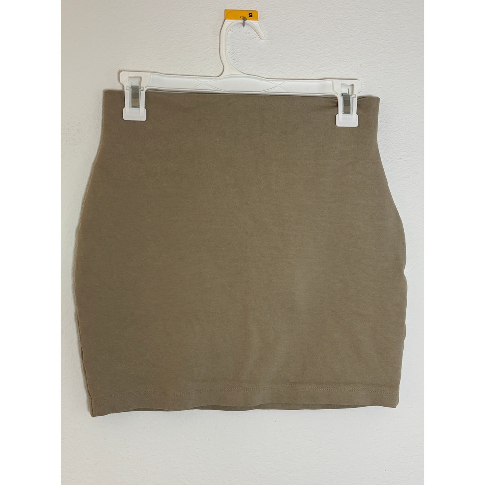 Papaya Womens Khaki Tan High Waisted Bodycon Mini Skirt Stretch Size M